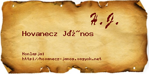 Hovanecz János névjegykártya